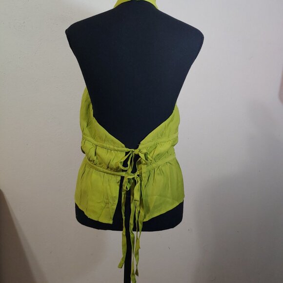 Line and Dot Women's Halter Top Medium Green - Picture 3 of 8